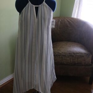 I.N.C. Blue/White striped sleeveless midi dress